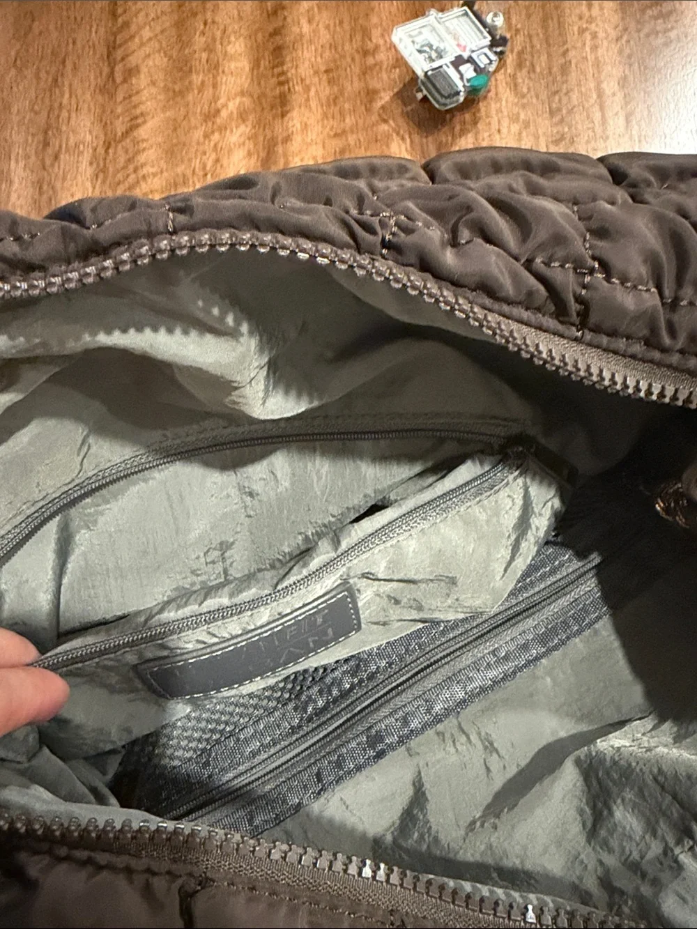 Quilted Puffer Shoulder Bag in Brown